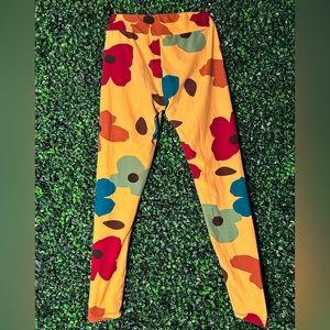 Orange Floral Leggings